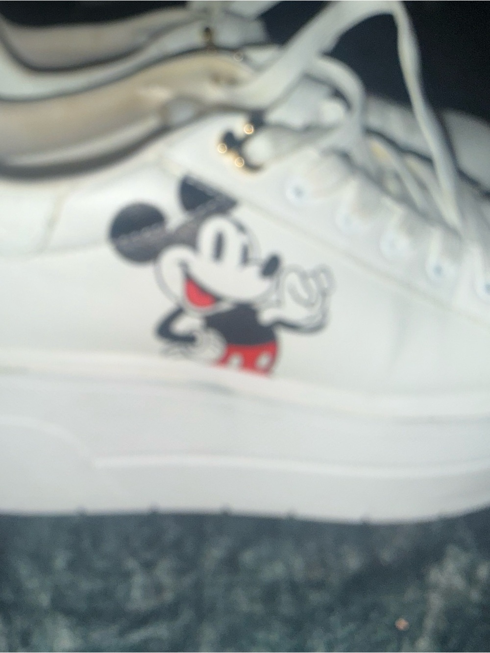 Aldo White Platform Sneakers with Mickey Accent